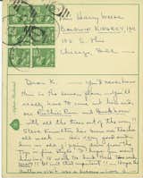 Postcard to Mrs Harry Weese, postmarked Aspen, January 17, 5 PM, 1949