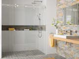 Modern bathroom with sliding door hardware from Bartels.