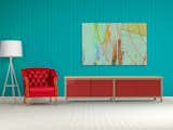 Modify furniture media unit in custom colors. Art by Kristen Reid 