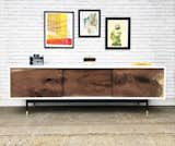 Roosevelt Credenza - Walnut Single Slab Doors - Metal base with Brass Ferrules.  STOR New York - Handmade Furniture’s Saves from Roosevelt Credenza & Media Console