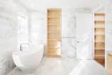 Bath Room, Freestanding Tub, and Marble Wall  Photo 6 of 17 in Wayne Street Row House by Jeff Jordan Architects