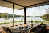 Cove room wrap around windows and deck