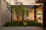 Front entry courtyard at dusk