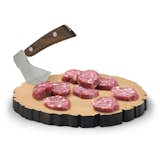 For Fred and Friends by illustrator Kevin Somers and Industial Designer Scott Doty.  The 'cheese log' cheese board is made from solid beechwood and the 'axe' is hardwood and full tang stainless steel. Purchasing info can be found here: http://www.scott-doty.com/portfolio/cheese-log-for-fred-and-friends/  My Photos