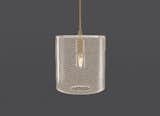 KEEP – CANE DRUM Pendant, Pearl White hand blown glass, Drift pattern, Satin brass hardware, Gold cloth cord, dimmable LED bulb
