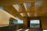 Natural light flows organically through the slats in the ceiling on The Terrace, an area exclusive to the winery's Cellar Club. Photo by Andrea Johnson.  Read more about the design of the winery at imbibemagazine.com/modern-winery-design-sokol-blosser