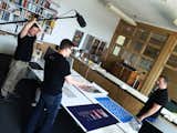 Behind the scenes. Creating the video for Citizen Project. In this phtoto: Terrance Weinzierl from Monotype. Brian Edlefson from Thesis. Jody Williams, independent illustrator. Not pictured, Michael Nÿkamp from mkn design.