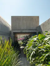All gardens at Casa Cielo are accessible to the 86-year-old homeowners, and the large gardens are low maintenance.