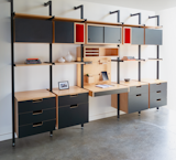 Introducing the Doolittle Design home office system. This modular system features clean, modern design; high-quality, exposed-edge plywood; and uses a support-pole hardware system. Drawers, shelves, desks, cubbies—choose the pieces you want and tailor them to increase your productivity and make the best use of your space. Call us for more details.