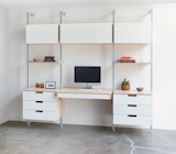 Maximize your productivity with our modular home office system. It features clean, modern design; high-quality, exposed-edge plywood; and uses a support-pole hardware system. Drawers, shelves, desks, cubbies—choose the pieces you want and tailor them to make the best use of your space.