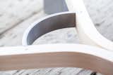 This is the 'Hay Rake' feature that is key to the whole design. Again traditional joinery has been used, in this case its a pegged double mortise and tenon between the bent aluminum and the bent laminated ash stretcher.