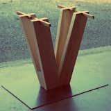 The steel and maple trestle base used for the Poker Table