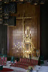 Here is the Main Altar which soars upward through the apex nearly 100 feet high.