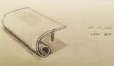 Sketch for desk in bent wood completed on May 25, 2016.  On a rough scale, the overall dimensions would more or less resemble a small dining table that could seat six people... it's important to have space to lay out your ideas