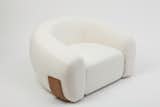 Chaise No. 1 in #linen upholstered cushion and #wood.  The wood brace serves to pinch the two foam cushions together