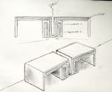Conceptual sketch of a desk for two people inspired by Frank Stella