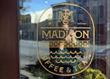 Beautiful gold, window decals for the Madison Coffee & Tea Co.