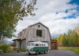 A classic VW bus in vintage colors shows both the scale and scope of The Barn and its surrounding scenery.