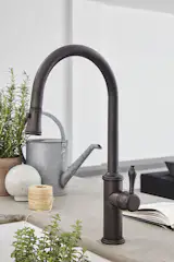 Davoli Series kitchen faucet in Rustico Bronze. From The Kitchen Collection by California Faucets. 