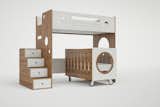 Marino Bunk Bed Over Crib in Walnut.