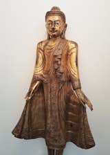 Close-up: Hand carved Mandalay-style Buddha-statue, approximately mid-20th century Thailand. 