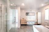 Bathroom with hexagon tiles by ITAL NORD and miroir by IKEA