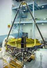 The gold primary mirrors for the Webb space telescope arriving at the Goddard Space Flight Center in the world's largest clean room. 