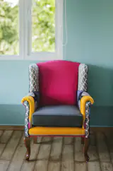 The Tobias Wingback | Magenta/Grey Sari edition. 