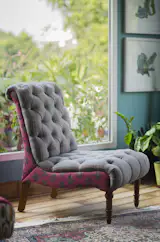 The Doris Slipper | Grey/Blush Railway Sari edition.