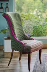The Buttons Accent Chair | Green/Magenta Sari edition. 