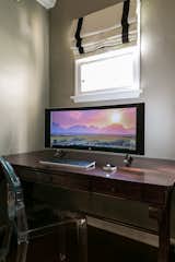 Because the room served as a home office for parents and a study room for kids, Ferrer placed a Liberty Furniture Brookview Writer’s Desk in one corner, which held the sleek workhorse Intel-powered HP Envy 34” Curved All-in-One PC, loaded with Windows 10 and featuring a Bang & Olufsen audio system, which serves as both entertainment center and homework base.  