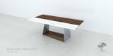 This collection is using black walnut's natural edge to marry with cambria quartz ella.  It is mounted on a steel and black walnut base.