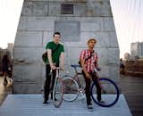 NY Portraits ANALOG.
Bikers at Brooklyn Bridge. 