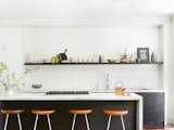 Kitchen, Undermount Sink, Wood Cabinet, White Cabinet, Open Cabinet, Marble Counter, Refrigerator, and Cooktops Kitchen  Photo 5 of 16 in Pacific Heights Pops by Regan Baker Design