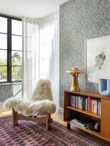 Primary bedroom; Coup d'etat chair, Kiki Smith art.