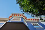 Colorful details adorn the home's exterior. 