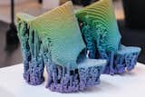 3D-printed boots on display in New Lab's second floor exhibition space.