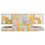 Available on viyet.com

Modern furniture blends trends from both the past and the present, to offer a preview of what the future of interior design looks like. This buffet from the 1970s features a distinctive brass and chrome patchwork finish that radiates a sleek and current appeal that will earn rave reviews. Featuring four doors and an internal drawer, the storage opportunities are endless.

https://viyet.com/paul-evans-cityscape-buffet-sto-19100-9237.html

