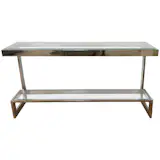 Available on viyet.com!

Worlds Away is committed to beautifully crafted yet thoroughly modern designs, such as this unique console table. Polished nickel makes for a futuristic frame and panes of tempered glass create invisible shelves.

https://viyet.com/worlds-away-nono-n-console-table-tab-19746-11149.html


