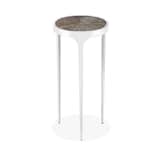 So simple yet so chic, the DEVIN DRINK TABLE features a stainless steel base and a reclaimed elm top