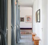 The corridor overlooks the patio
