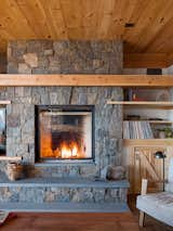 Custom stone fireplace in the casual living room