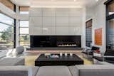 Living Room with modern linear fireplace