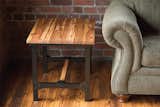 Belmont Collection industrial style End Table with historic reclaimed 400 year old heart pine from the Chronicle Mill, Belmont, NC.