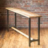 Belmont Collection industrial style Console Table with 400 year old heart pine from the Chronicle Mill, Belmont, NC
