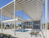 The original wood "umbrella" shading Paul Rudolph's Sarasota Umbrella House, completed in 1953, was lost in a storm seven years later. In 2015 it was restored to completely cover the pool area.  