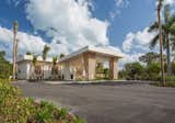 The lobby of this boutique hotel is on the sight of a former gas station on your way down US 1 in Florida Keys.   The building, though new, has a modicum of GOOGIE architecture meant to evoke a road trip escape as you pull up.