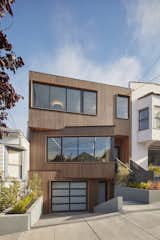 "The subtly angled facade design was created by adapting to different setbacks of the neighboring houses, and as a response to the downhill views to the east," says IwamotoScott Architecture. The facade of the Noe Valley House simultaneously stands out and blends in with its neighbors.