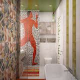 Kiev, Ukraine
architect: Alona Chezghanova, studio ' Noor design'
2018

Design of a bathroom interior. Gorgeous poster of tattooed men was created by Keith Haring in 1984.