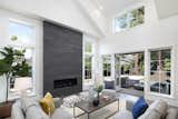 Board form concrete fireplace surround